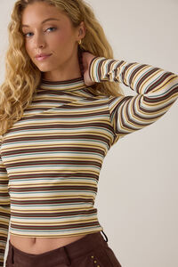 Phelps Striped Mockneck Top Detail 2 - Altar'd State