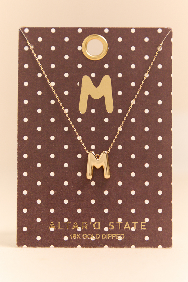 18k Gold M Bubble Monogram Necklace - Altar'd State