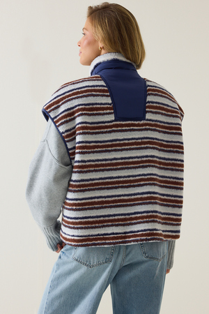 Marlow Stripe Sherpa Vest - Altar'd State - 