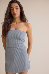Paityn Stripe Strapless Romper - Altar'd State