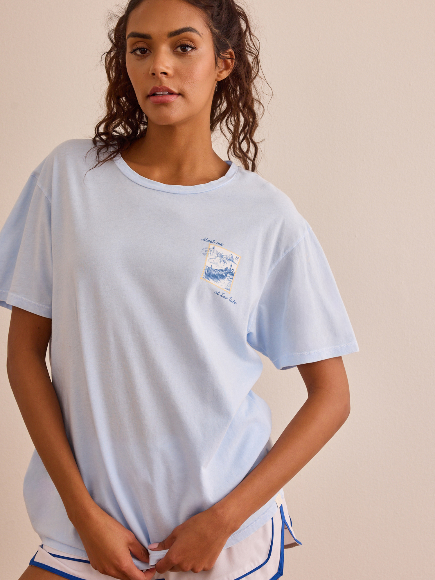 Mayte Postcard Graphic Tee in Blue | AS Revival