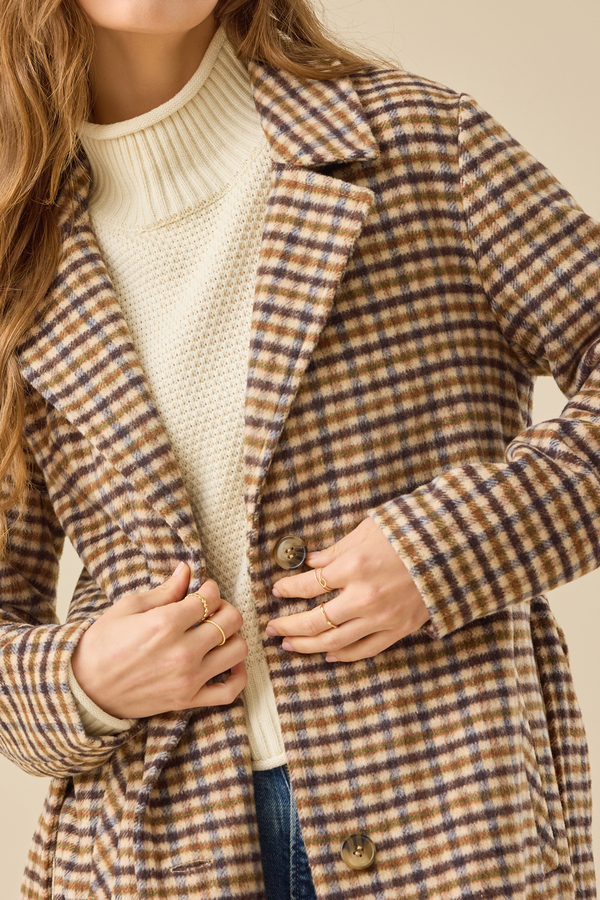 Katrina Plaid Overcoat Detail 3 - Altar'd State