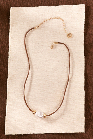 Pearl Beaded Leather Necklace - Altar'd State - 