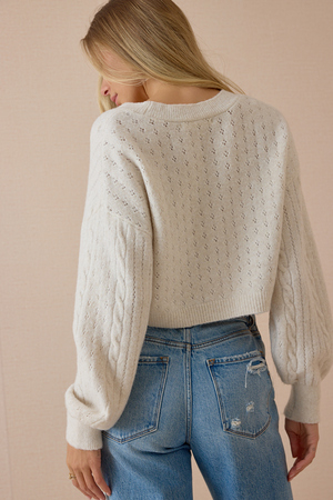 Vivia Pointelle Tie Front Blouse - Altar'd State