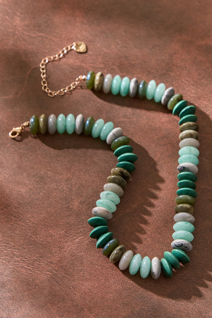 Green Multi Beaded Necklace - Altar'd State - 