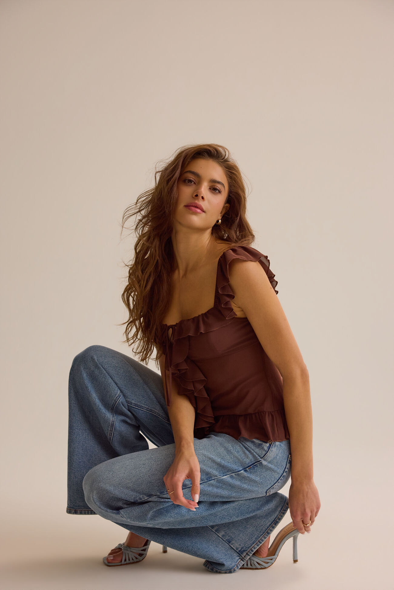 Jianna Ruffle Tie Front Top