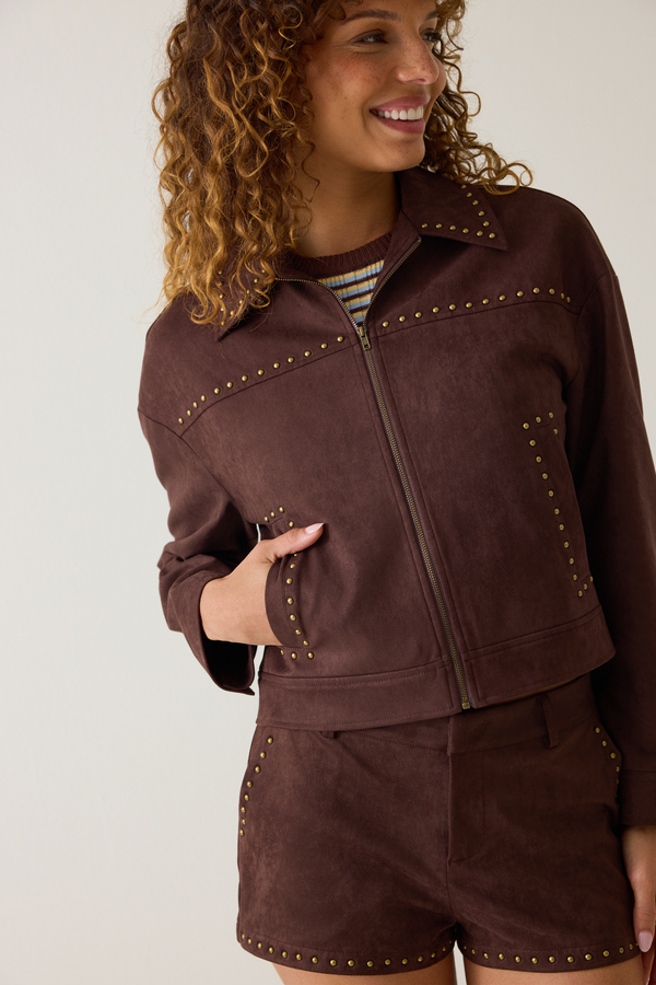 Norah Suede Studded Jacket - Altar'd State