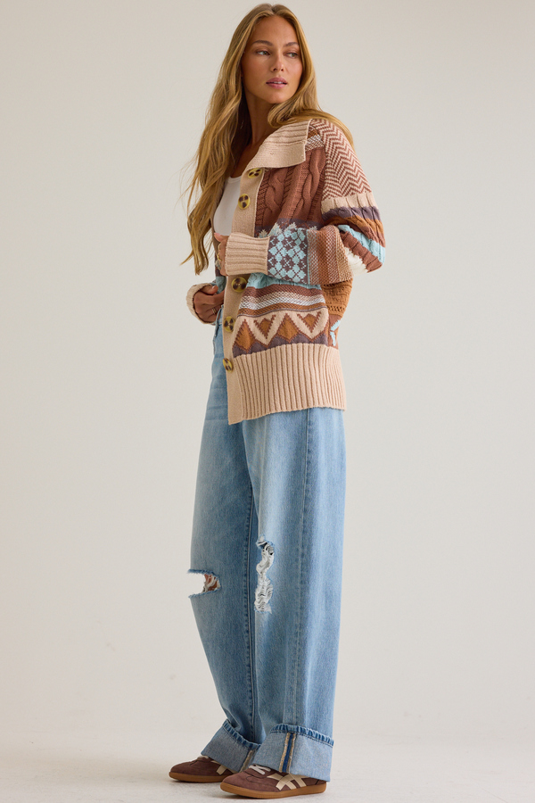 Kadence Fair Isle Cardigan Detail 5 - Altar'd State