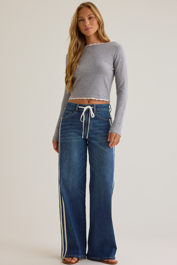 Skylar Side Stripe Jeans Detail 3 - Altar'd State