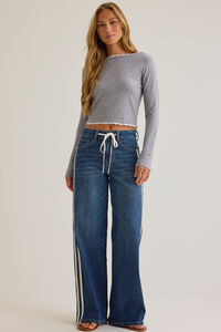 Skylar Side Stripe Jeans Detail 3 - Altar'd State