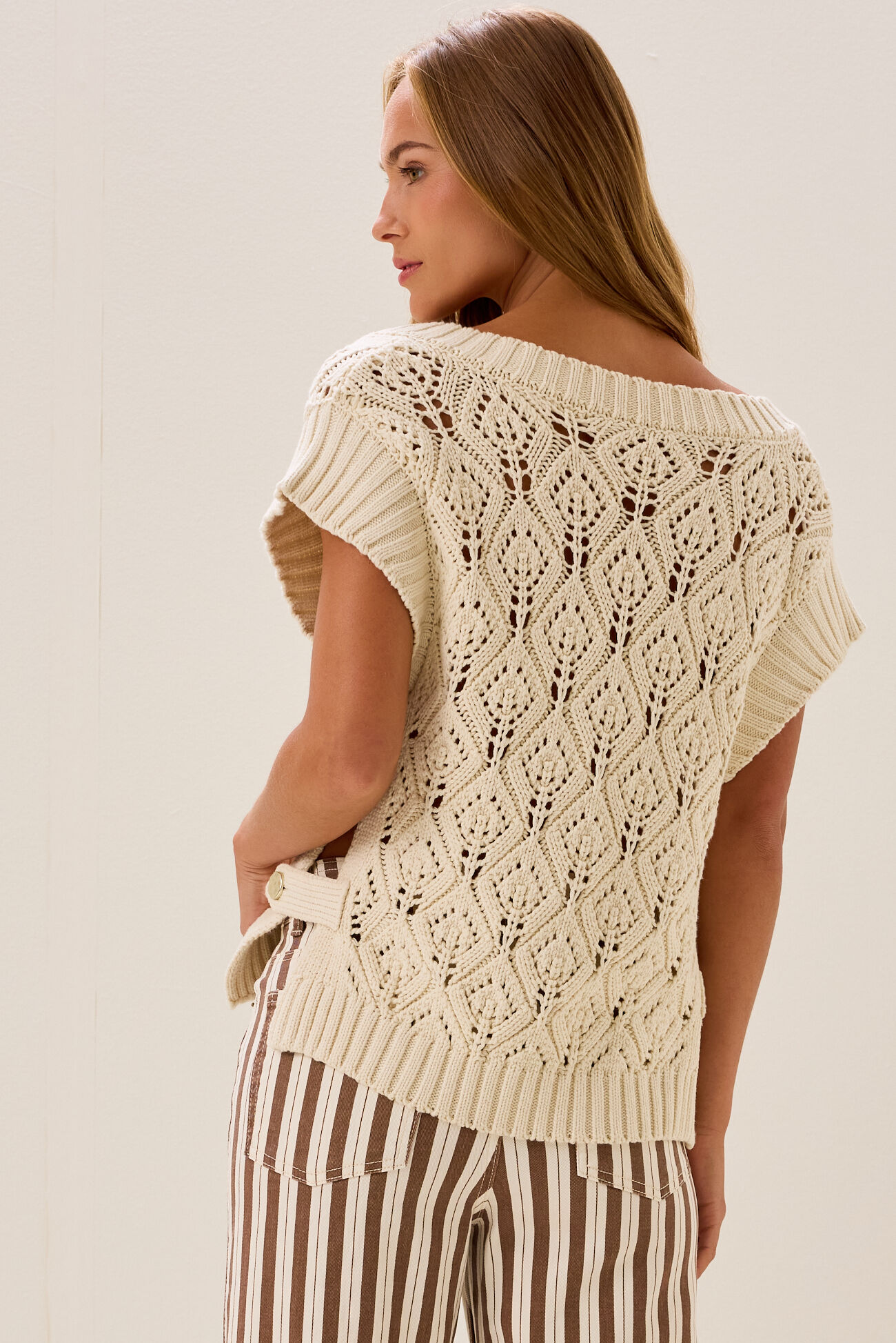 Rosalinda Pointelle Hardware Sweater Vest