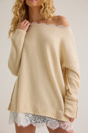 Sterling Lace Trim Sweater - Altar'd State - 