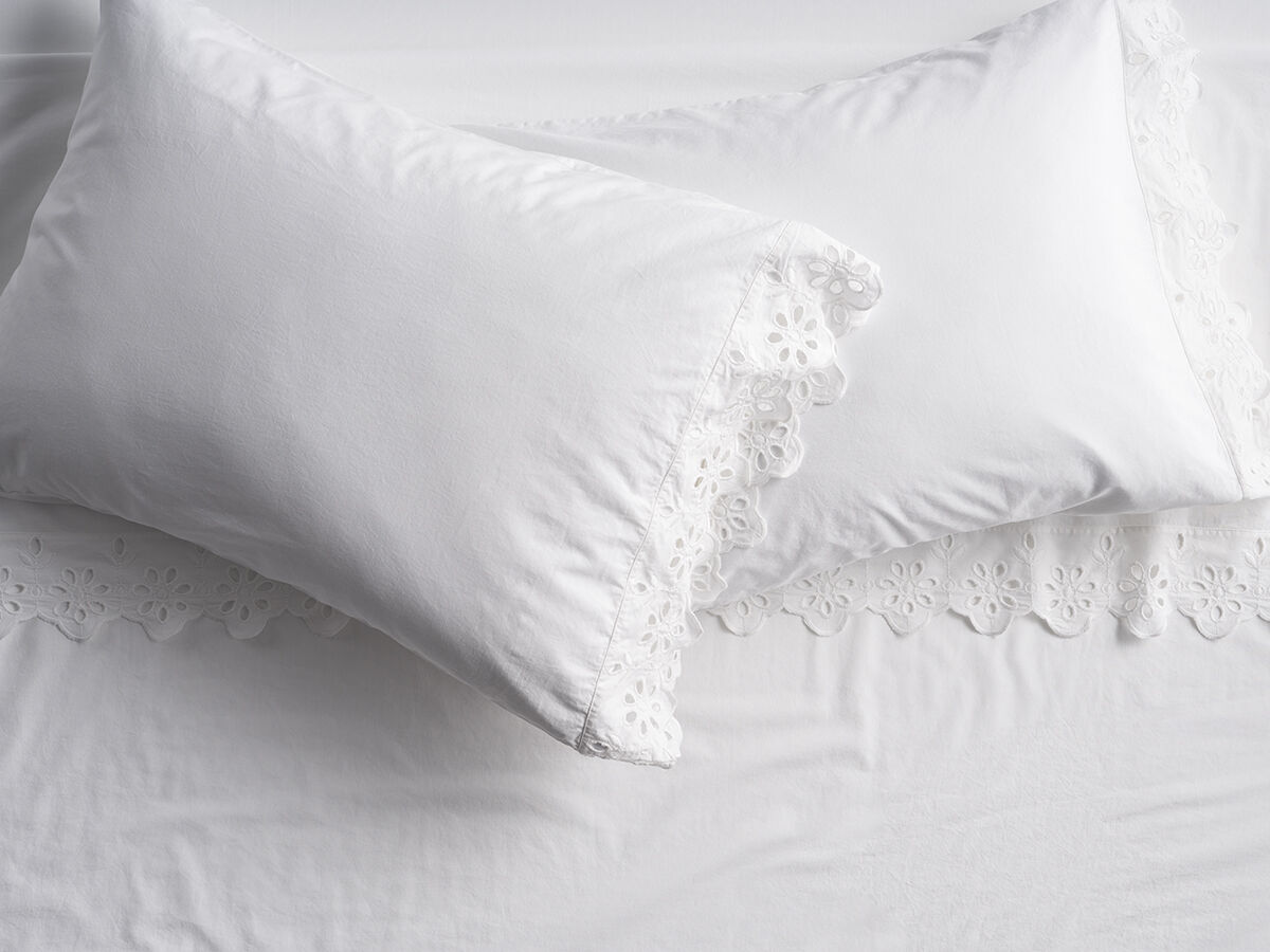 Jane Eyelet Cotton Single Pillowcase Detail 2 - Altar'd State
