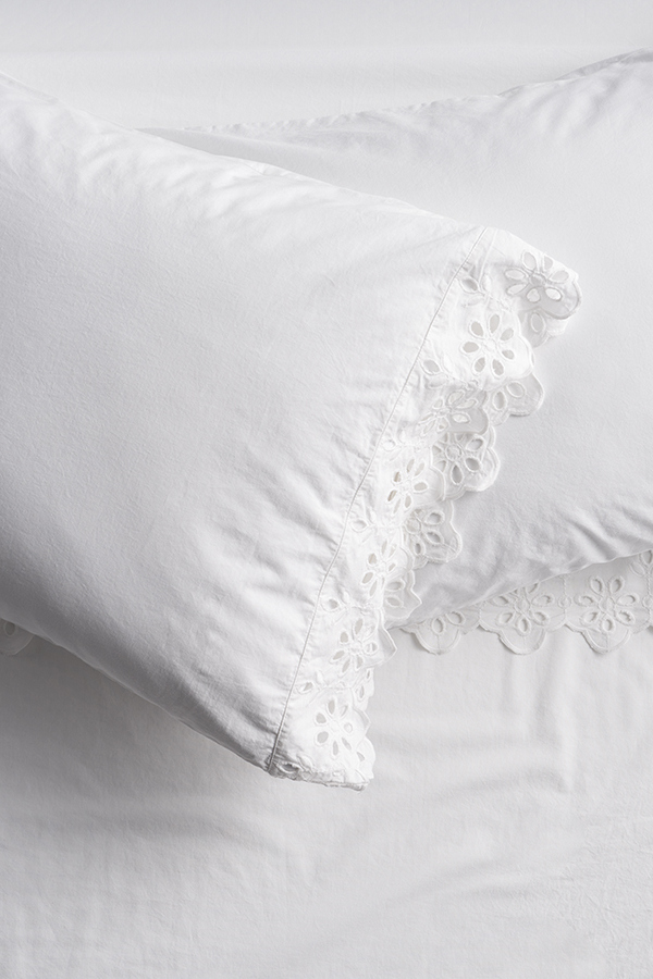 Jane Eyelet Cotton Single Pillowcase Detail 2 - Altar'd State