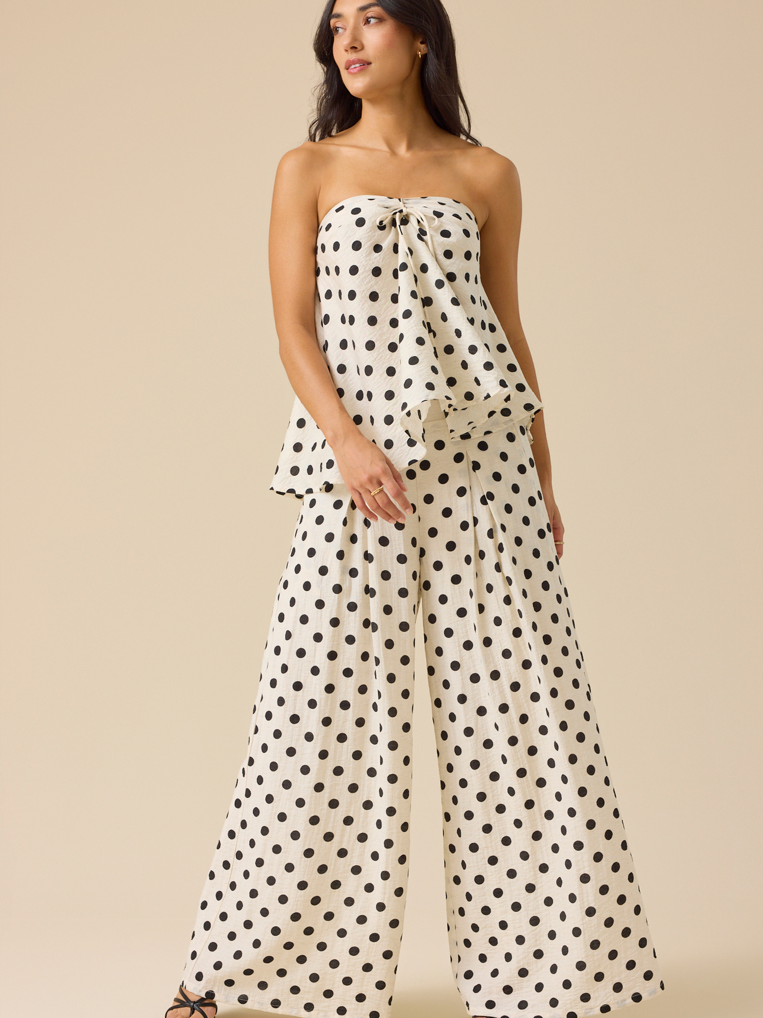 Veda Polka Dot Tube Top in Beige | Altar'd State