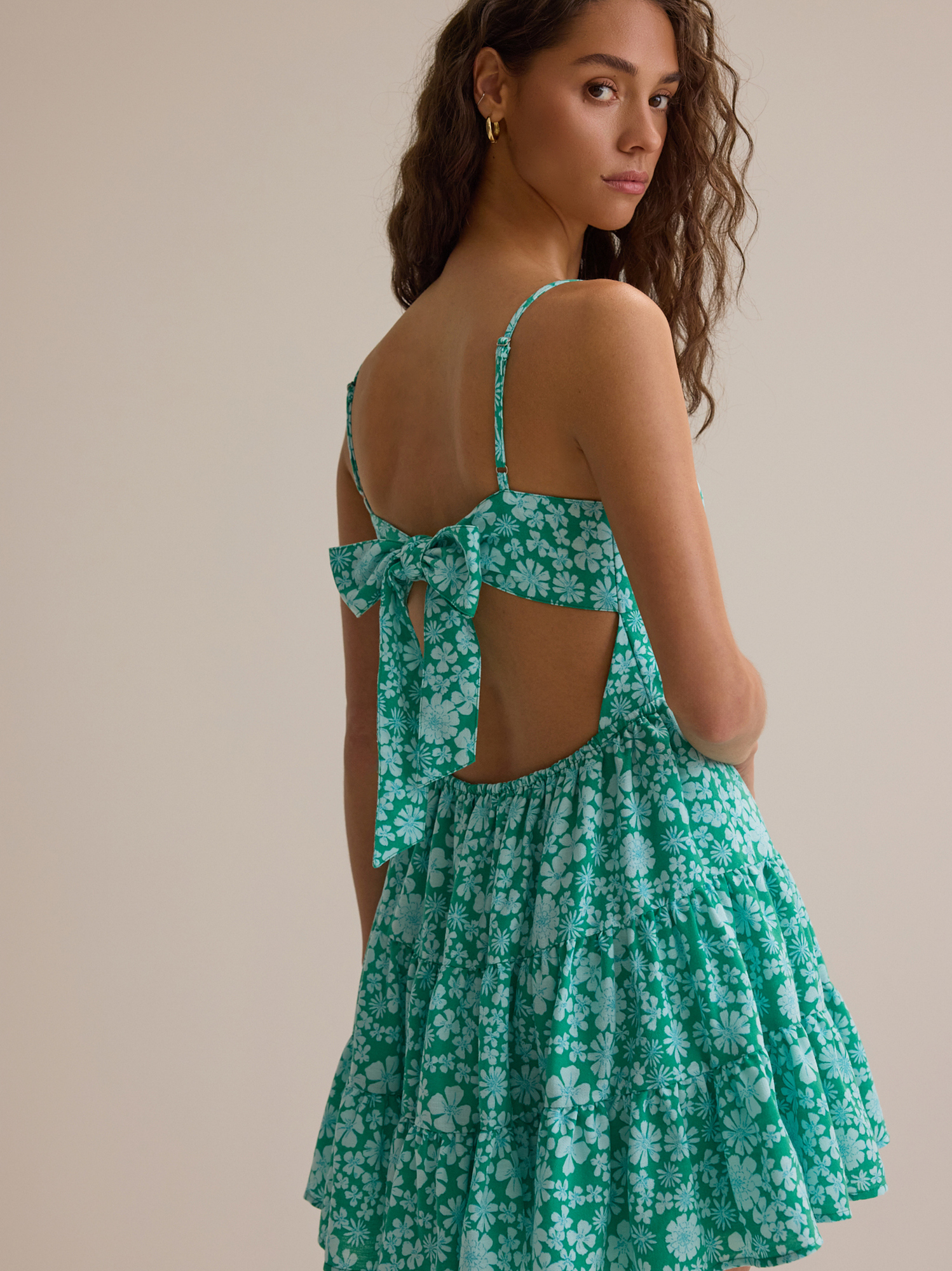 altar'd state green ruffle dress Altar'd State | Emmie Mini Dress | GREEN-BLUE | Material: 100% Polyester, Lining: 100% Polyester