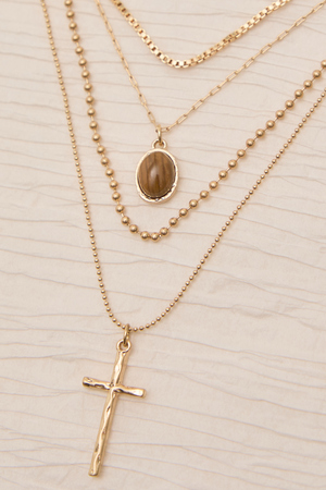 Dainty Layered Cross Necklace - Altar'd State - 