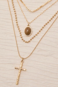 Dainty Layered Cross Necklace Detail 2 - Altar'd State
