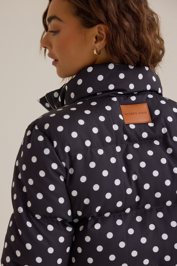 Macy Polka Dot Puffer Jacket Detail 6 - Altar'd State