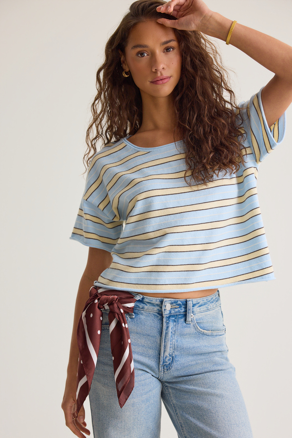Dylane Striped Knit Tee Detail 3 - Altar'd State