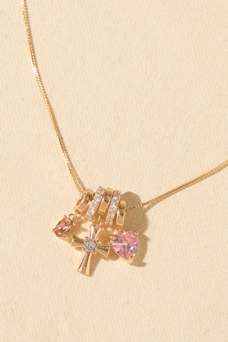 Heart Cross Charm Necklace - Altar'd State