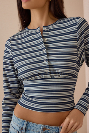 Lisa Striped Snap Cardigan - Altar'd State - 