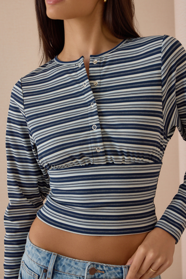 Lisa Striped Snap Cardigan Detail 2 - Altar'd State
