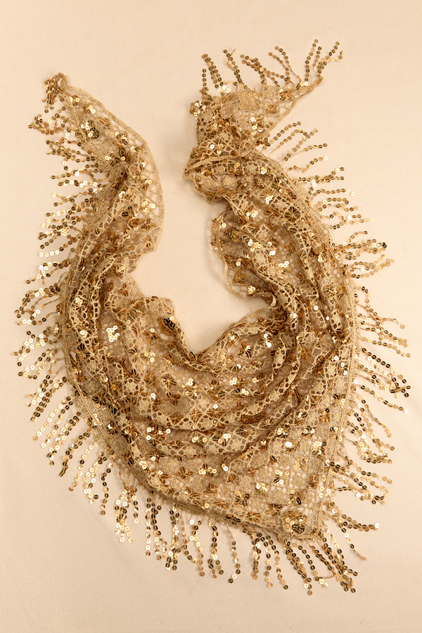 Jada Crochet Sequin Fringe Scarf - Altar'd State