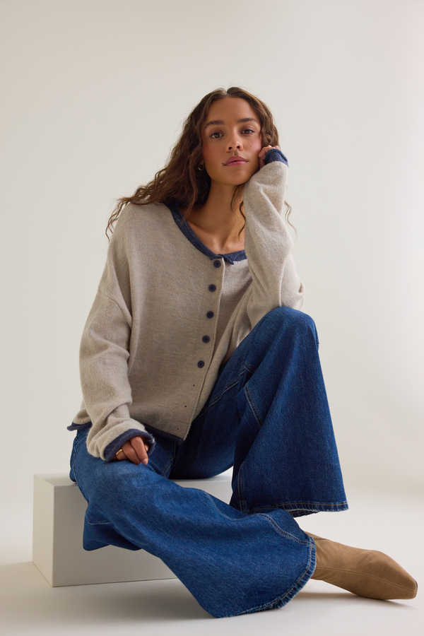 Kris Contrast Trim Button Cardigan Detail 4 - Altar'd State