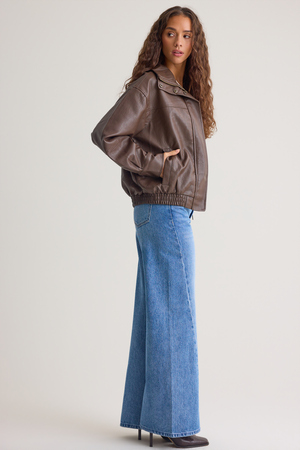 Lillian Vegan Leather Bomber Jacket - Altar'd State