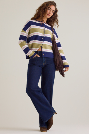 Toni Multi Stripe Button Cardigan - Altar'd State - 