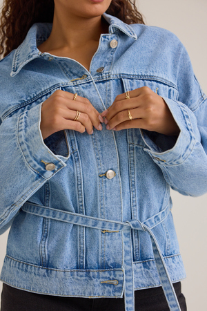Lianna Tie-Waist Denim Jacket - Altar'd State - 
