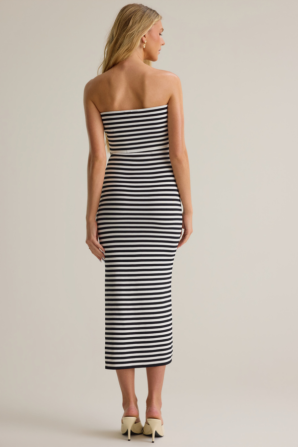 Lois Striped Midi Dress in Black & White | Altar'd State