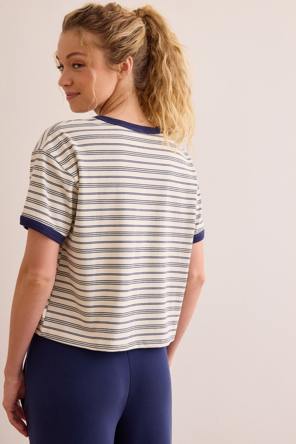 Power Stripe Ringer Boxy Tee Detail 4 - Altar'd State