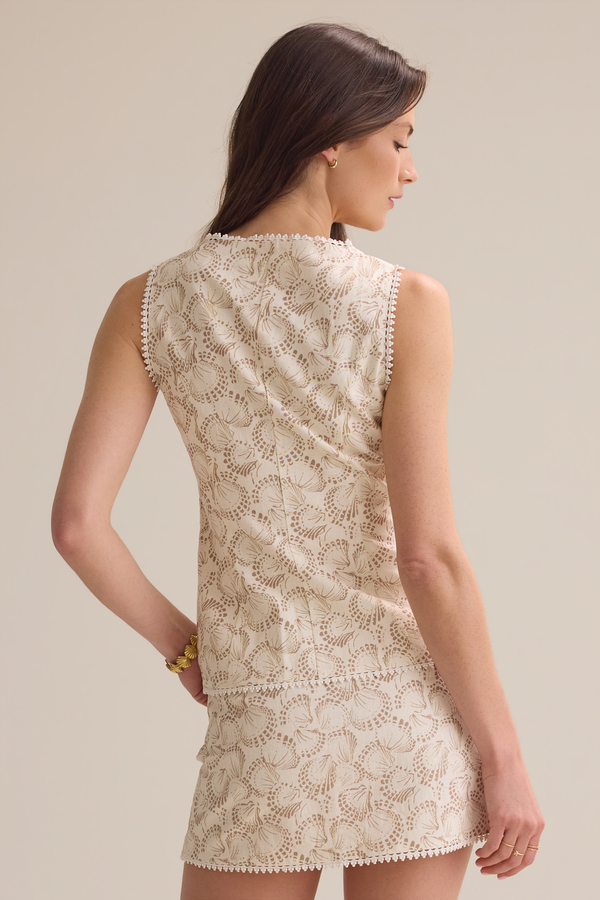 Adriel Button Front Shell Vest in Taupe/Ivory | Altar'd State