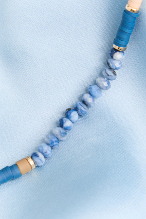 Marble Blue & Gold Beaded Statement Necklace - Altar'd State - 