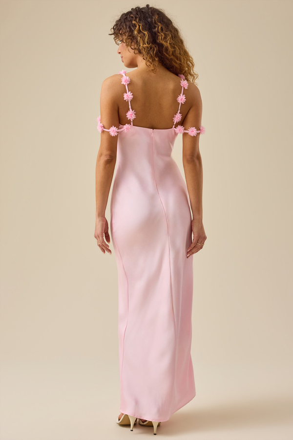 Altar'd State | Scarlett Satin Maxi Dress | LT-PINK | Material: 100% Polyester | M