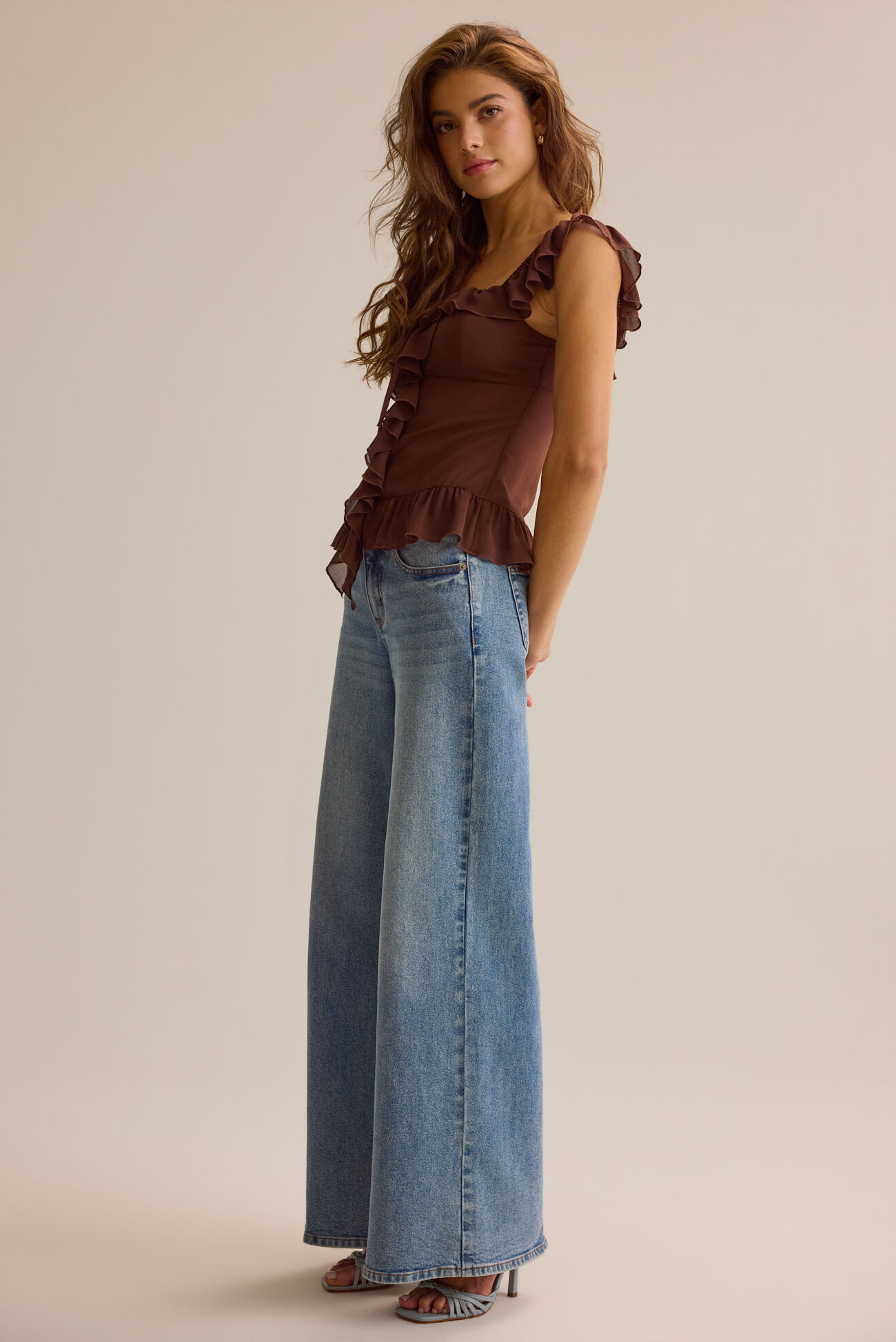 Jianna Ruffle Tie Front Top