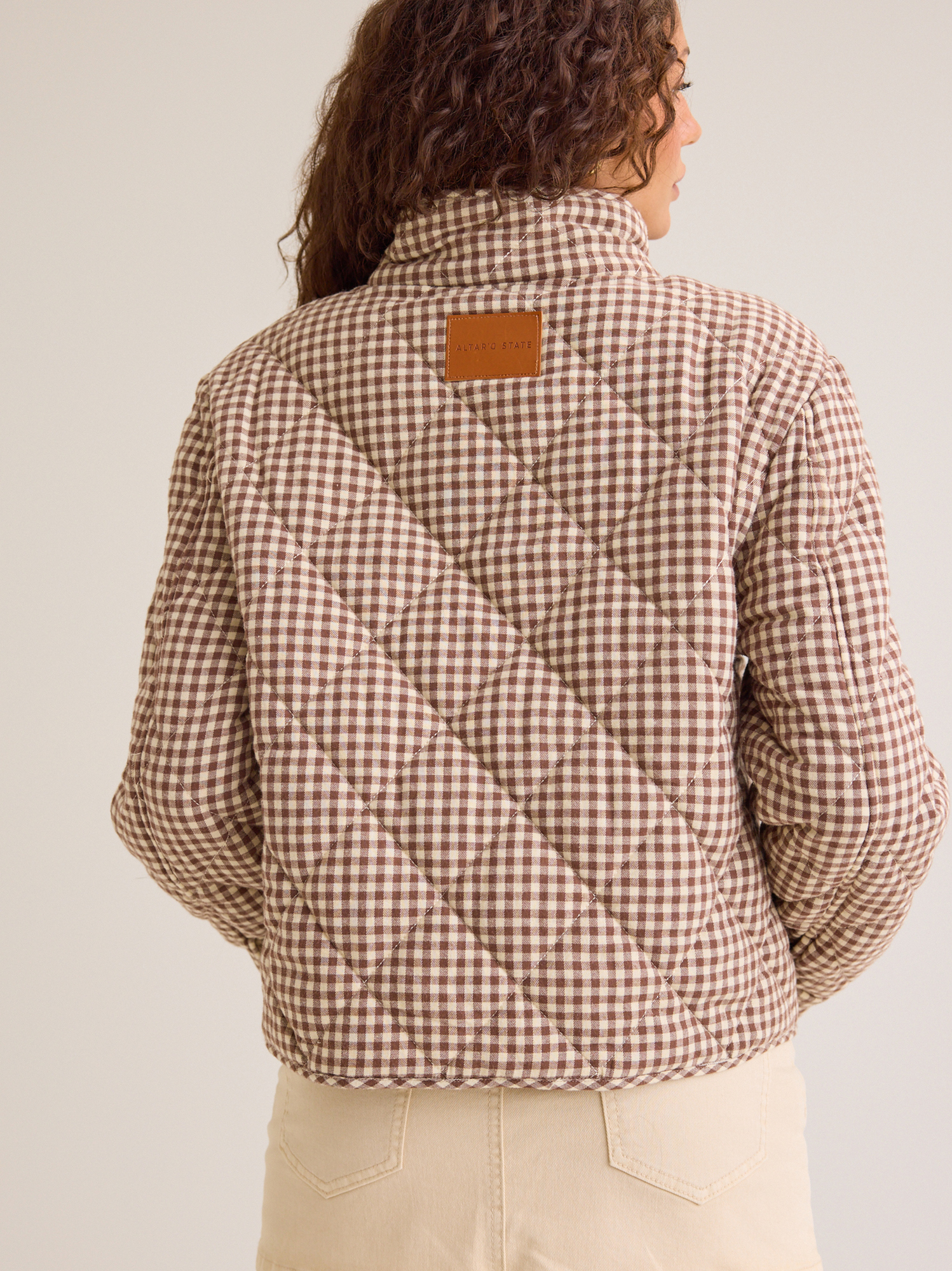 Bethany Quilted Jacket in Brown | Altar'd State