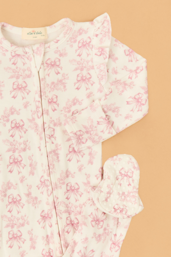 Bonnie Bows Toile Ruffle Footie Detail 3 - Altar'd State