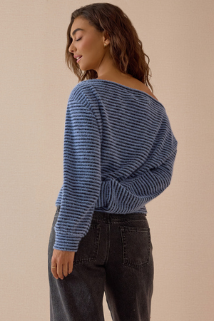 Savy Boatneck Stripe Banded Hem Top - Altar'd State - 