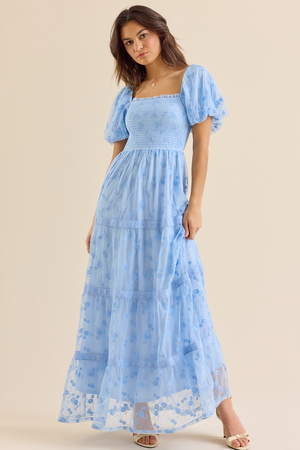 Bridal Gown Dresses For Small Bust Whispering Blue Floral Midi Dress Large