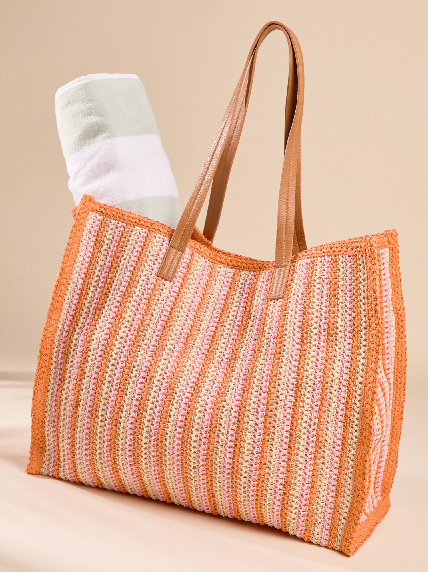 Sunkissed Stripe Tote in Orange Multi | Altar'd State