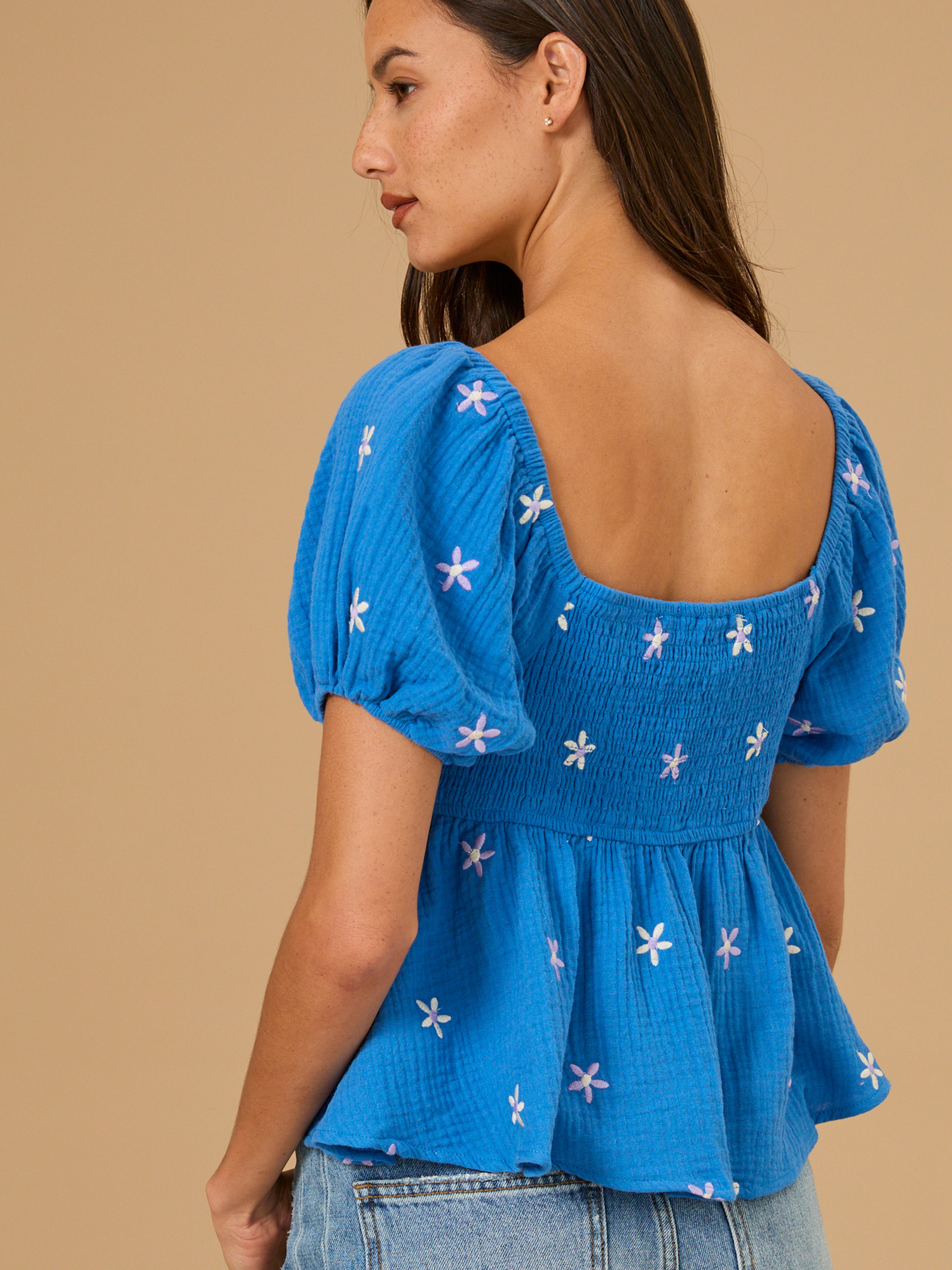 Embroidered Babydoll Top main image 0