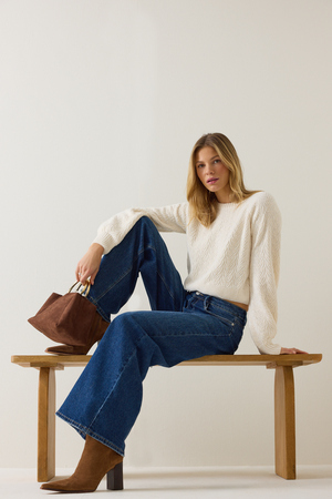 Alyssa Leaf Chenille Sweater - Altar'd State - 