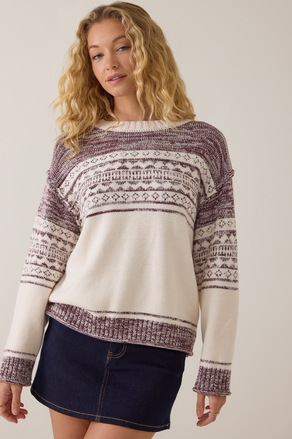 Michelle Marled Fair Isle Sweater Detail 3 - Altar'd State