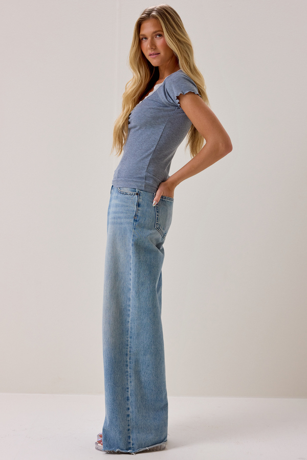 Dyana Henley Lace Trim Tee Detail 3 - Altar'd State
