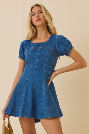 Mirella Denim Mini Dress - Altar'd State - 
