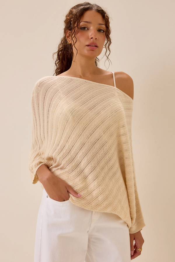 Jensen Textured Sweater Poncho Detail 3 - Altar'd State