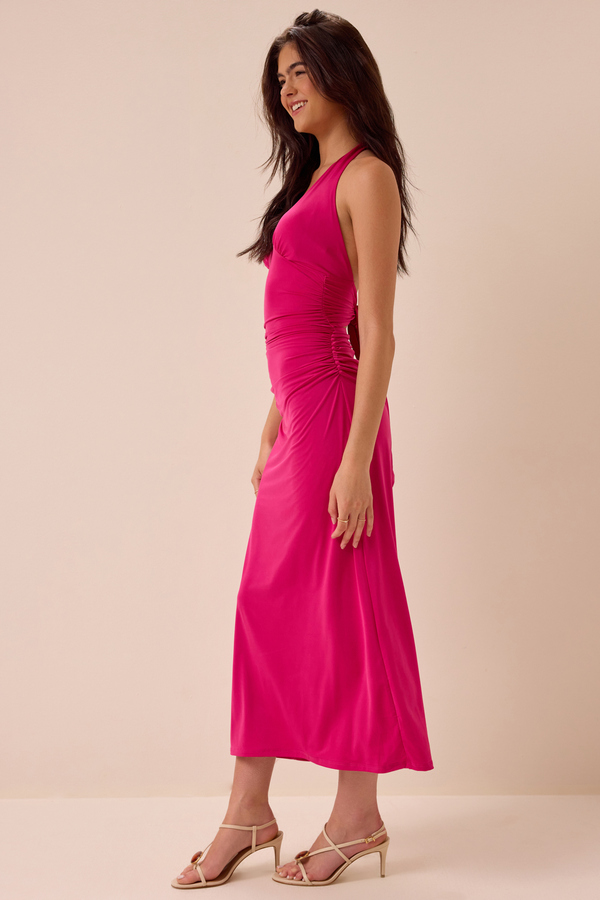 Lottie Halter Maxi Dress in Magenta | Altar'd State